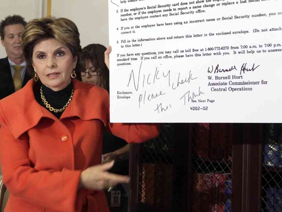 Gloria Allred with SS letter Gloria Allred with SS letter