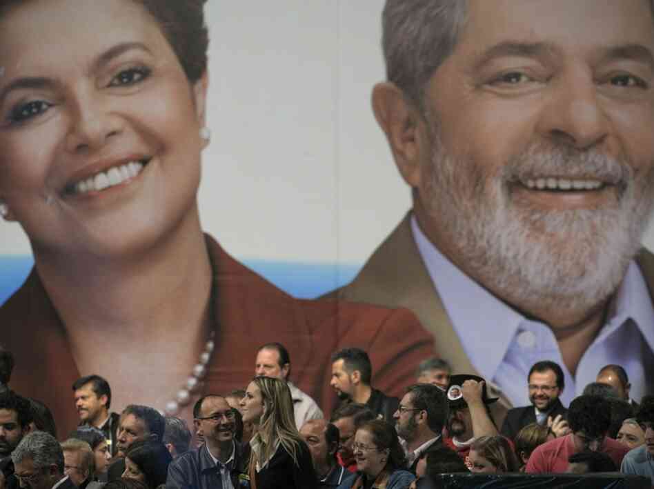 A poster of presidential candidate Dilma Rousseff (left), and President Luiz Inacio Lula da Silva. A poster of presidential candidate Dilma Rousseff (left), and President Luiz Inacio Lula da Silva.