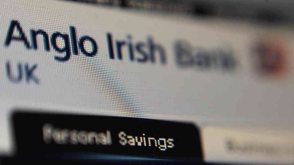 The Anglo Irish Bank logo is pictured on The Anglo Irish Bank logo is pictured on