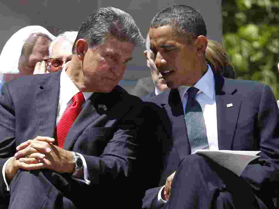 West Virginia Gov. Joe Manchin talks to President Obama at a memorial service for Sen. Robert Byrd. West Virginia Gov. Joe Manchin talks to President Obama at a memorial service for Sen. Robert Byrd.