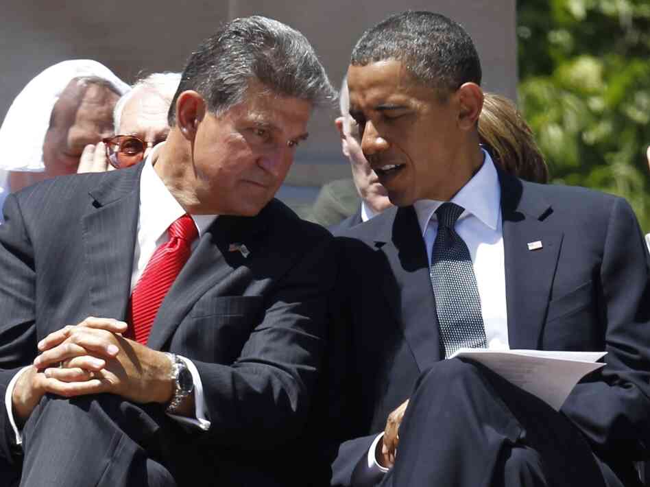 West Virginia Gov. Joe Manchin talks to President Obama at a memorial service for Sen. Robert Byrd. West Virginia Gov. Joe Manchin talks to President Obama at a memorial service for Sen. Robert Byrd.