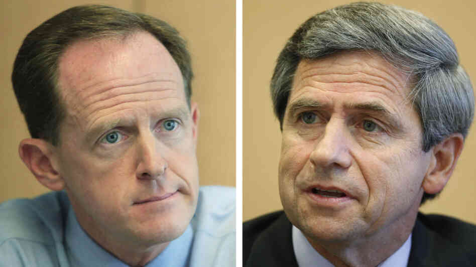 Republican Pat Toomey (L), Democrat Joe Sestak, candidates for Senate in PA. Republican Pat Toomey (L), Democrat Joe Sestak, candidates for Senate in PA.