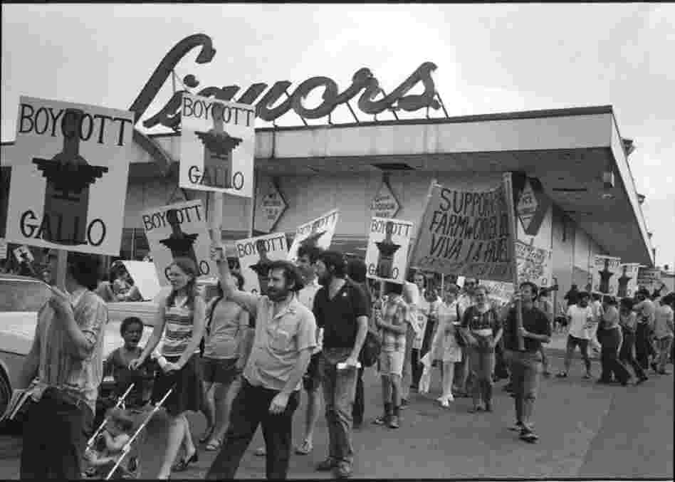 The movement led by Chavez came became an integral part of the Chicano Movement, or El Movimiento. Chavez's goal was to end the marginalization of Mexican-Americans in the U.S. and improve working conditions. Pickets supporting the Gallo boycott, circa 1971. 