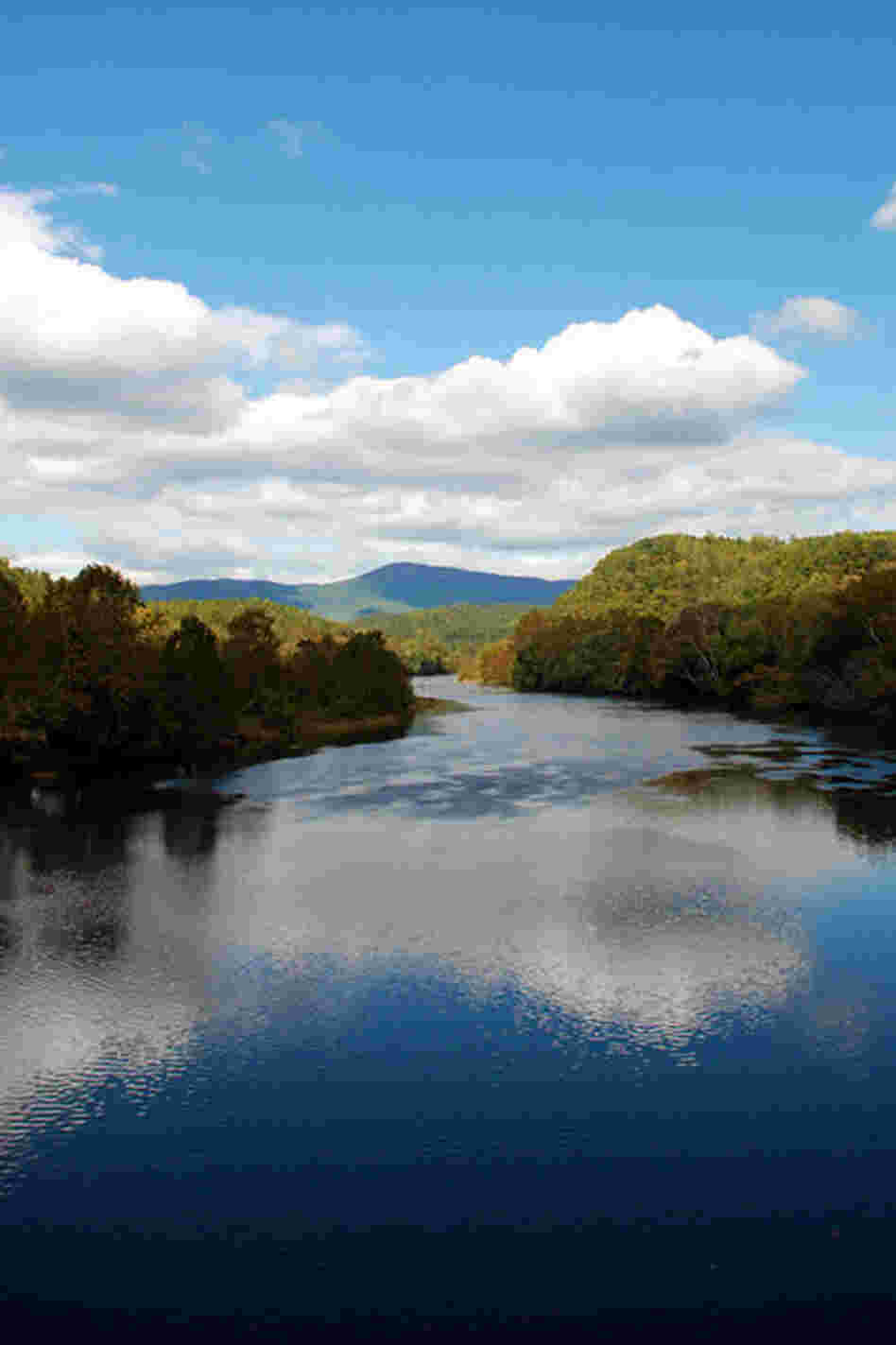 There are no visible power lines or billboards. Connections to other roads on the Parkway are few and far between. 