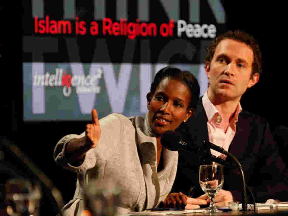 Ayaan Hirsi Ali (left) and Douglas Murray argue against the motion "Islam Is a Religion of Peace." Ayaan Hirsi Ali (left) and Douglas Murray argue against the motion "Islam Is a Religion of Peace."