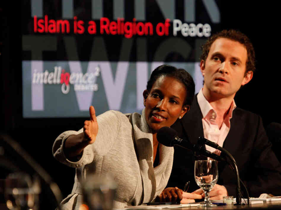 Ayaan Hirsi Ali (left) and Douglas Murray argue against the motion "Islam Is a Religion of Peace." Ayaan Hirsi Ali (left) and Douglas Murray argue against the motion "Islam Is a Religion of Peace."