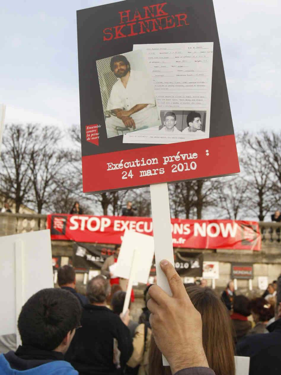 Last year, protests were held in France to show support for death row inmate Hank Skinner, who had been scheduled to be put to death that March. Skinner was 45 minutes away from execution when the Supreme Court granted a stay to hear his case. Last year, protests were held in France to show support for death row inmate Hank Skinner, who had been scheduled to be put to death that March. Skinner was 45 minutes away from execution when the Supreme Court granted a stay to hear his case.