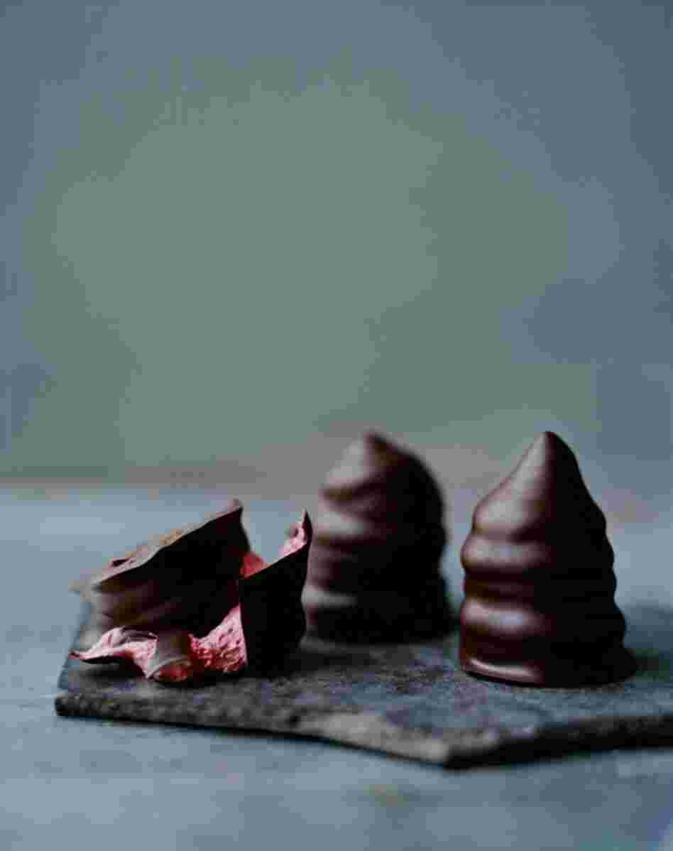 Sea Buckthorn And Beetroot Flodeboller: Flodeboller are a traditional Danish treat, but Redzepi's twist is adding beet root and sea buckthorn juices.