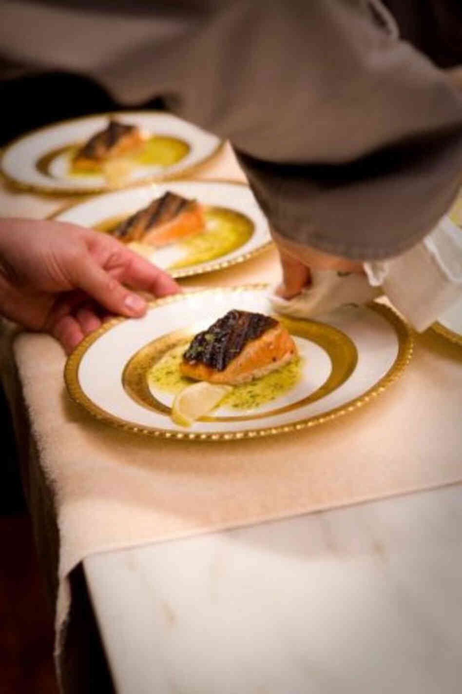 Fannie Farmer's original cookbook did not include any grilled fish, but Kimball and his crew saw that other contemporary cookbooks offered grilling as an option, so they grilled their salmon on the wood-burning stove — which required 10 coats of oil to create a nonstick surface.