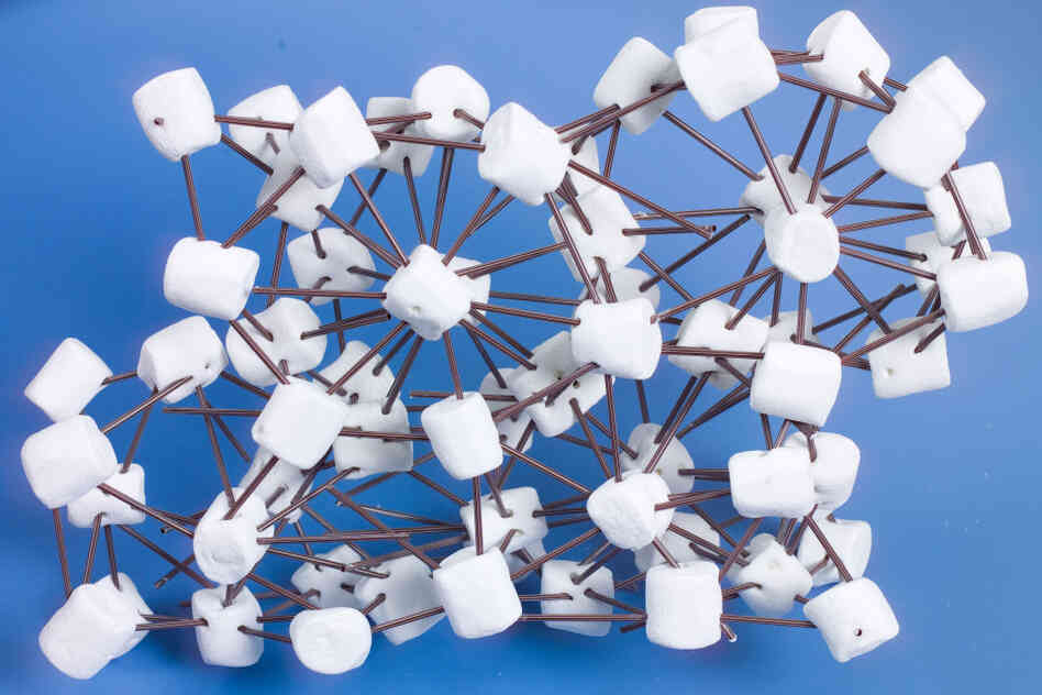 A marshmallow and coffee stirrer model a crystal structure A marshmallow and coffee stirrer model a crystal structure