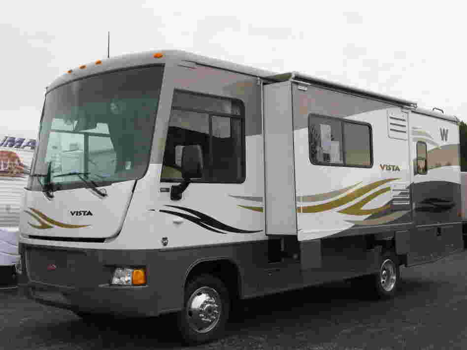 The Vista, a small, 26-foot-long Winnebago motor home. The Vista, a small, 26-foot-long Winnebago motor home.