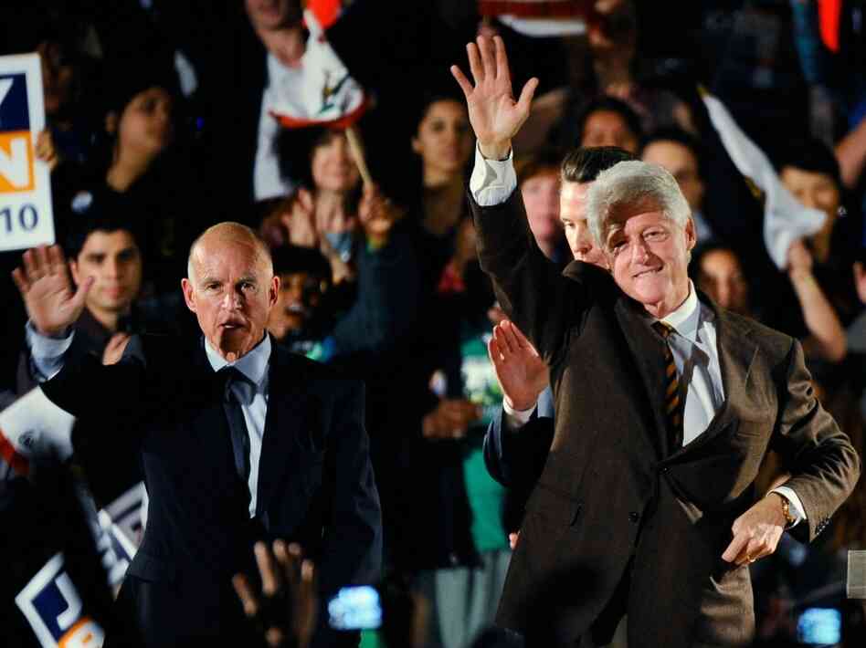 President Clinton and Democratic gubernatorial candidate and California Attorney General Jerry Brown President Clinton and Democratic gubernatorial candidate and California Attorney General Jerry Brown