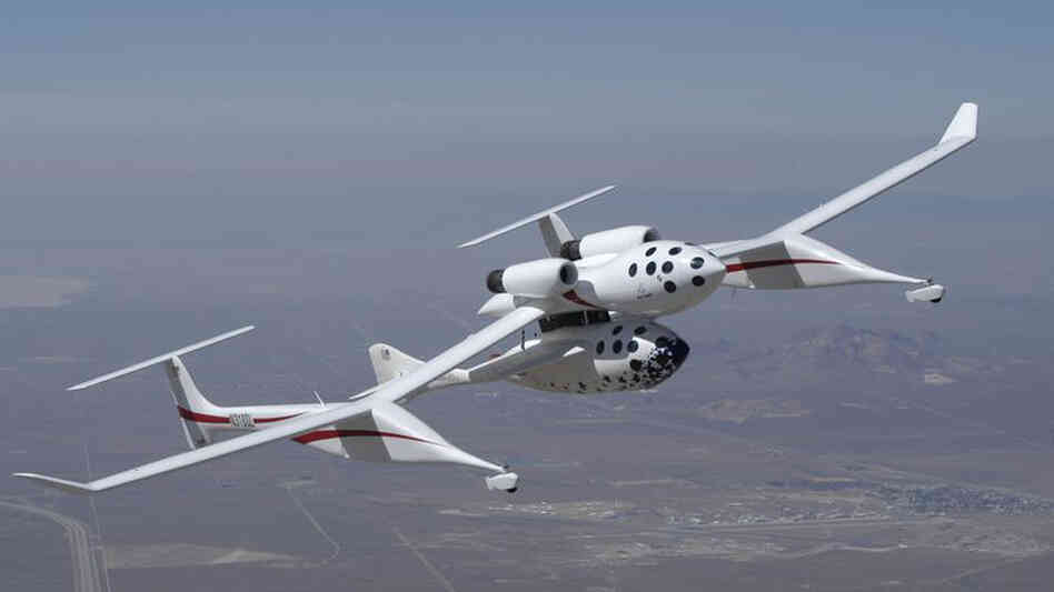SpaceShipOne and The White Knight above the Mojave Desert SpaceShipOne and The White Knight above the Mojave Desert