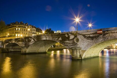 Bridge in Paris France by artist JR Bridge in Paris France by artist JR