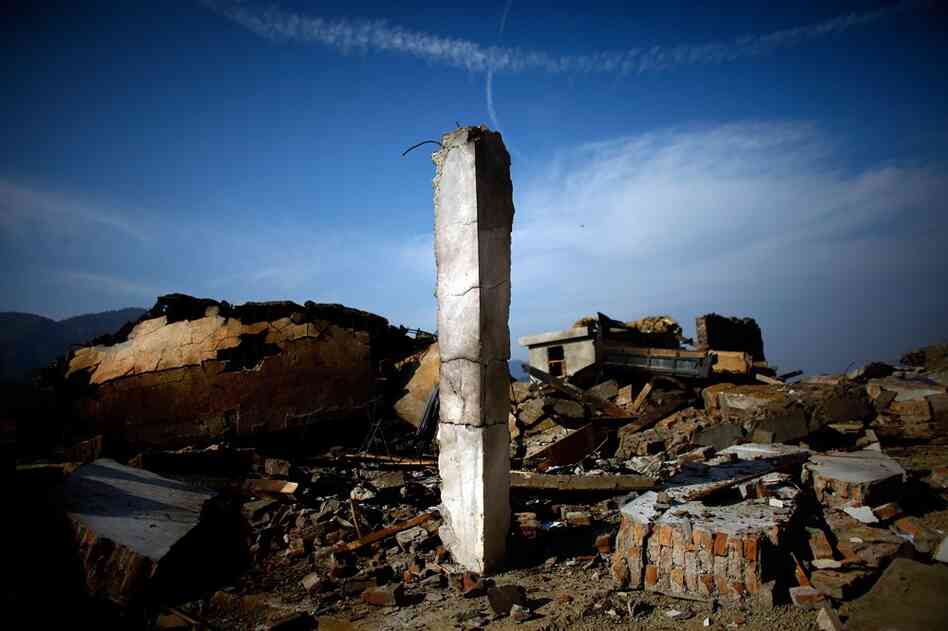 The ruins of a once-thriving U.S. base near the Ghakhi Pass. Interviews with local officials suggest that the CIA built the massive compound years ago. Now it is charred and demolished. The CIA did not respond to questions from NPR about the base.
