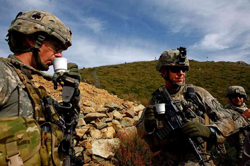 U.S. soldiers enjoy the tea.