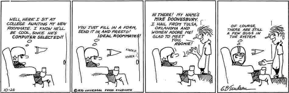 The first Doonesbury comic strip from Oct. 26, 1970