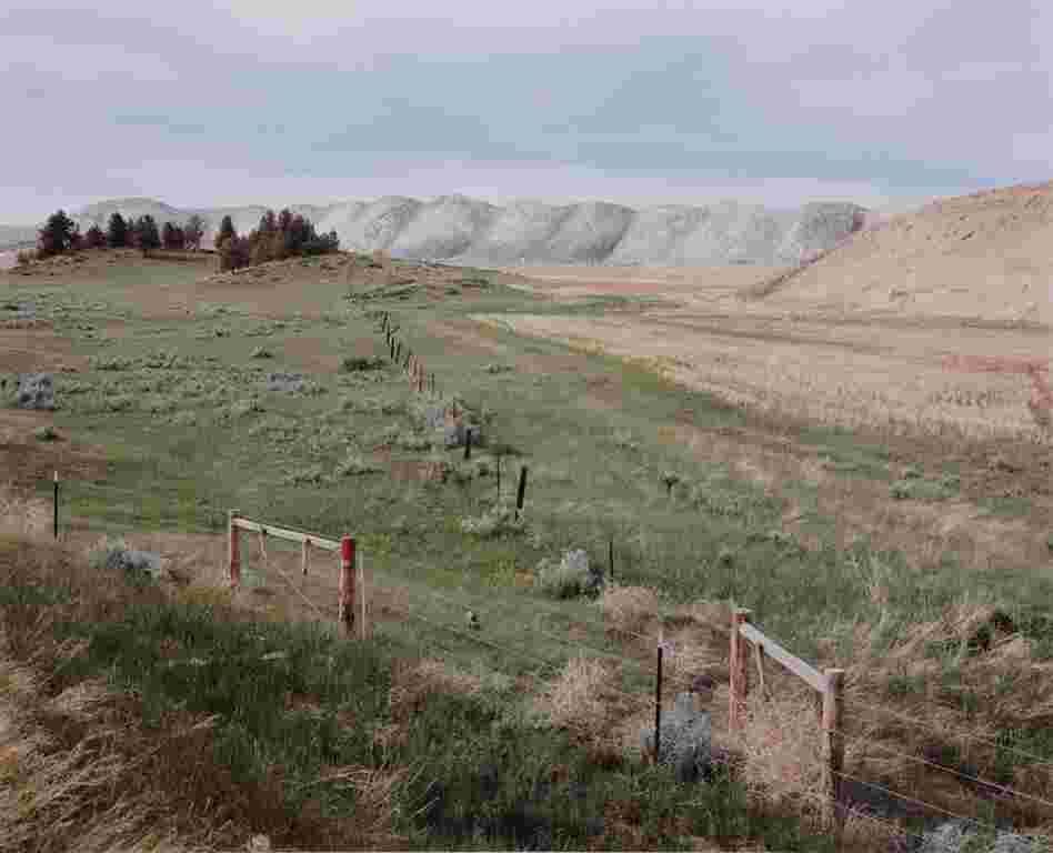 View from Sarpy Creek Road: new mine area and spoil piles, 1985