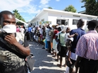 Sick people wait in line at St. Nicolas Hospital north of Port-au-Prince. Sick people wait in line at St. Nicolas Hospital north of Port-au-Prince.