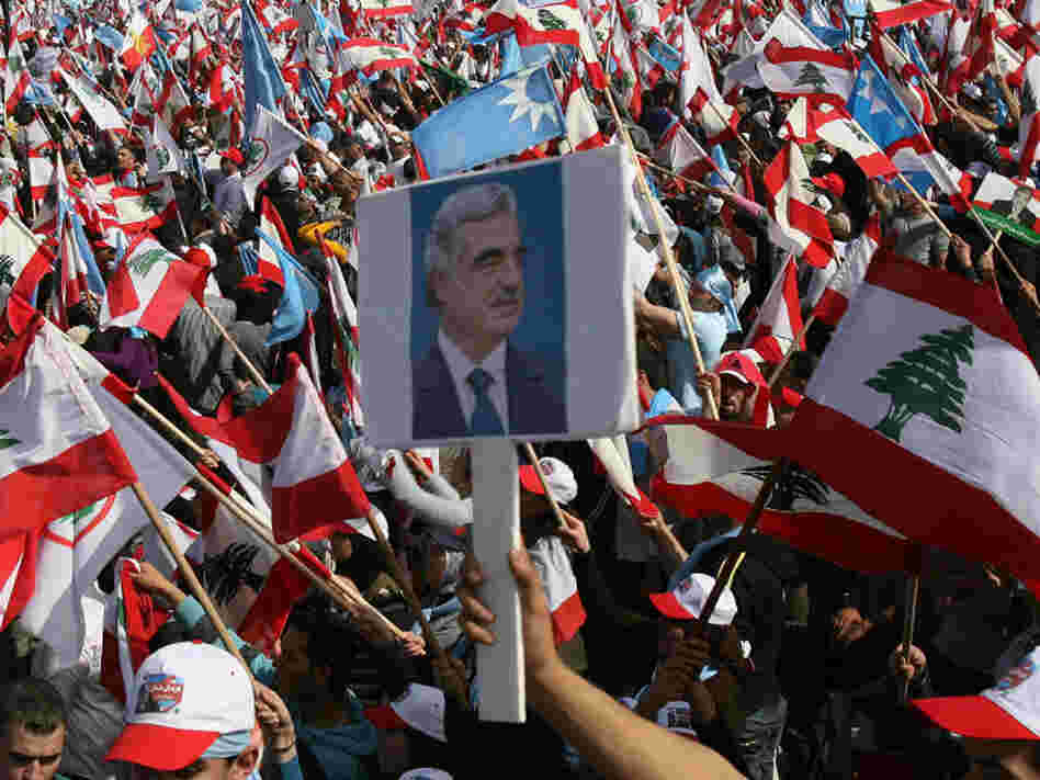 Lebanese wave their national flags Lebanese wave their national flags