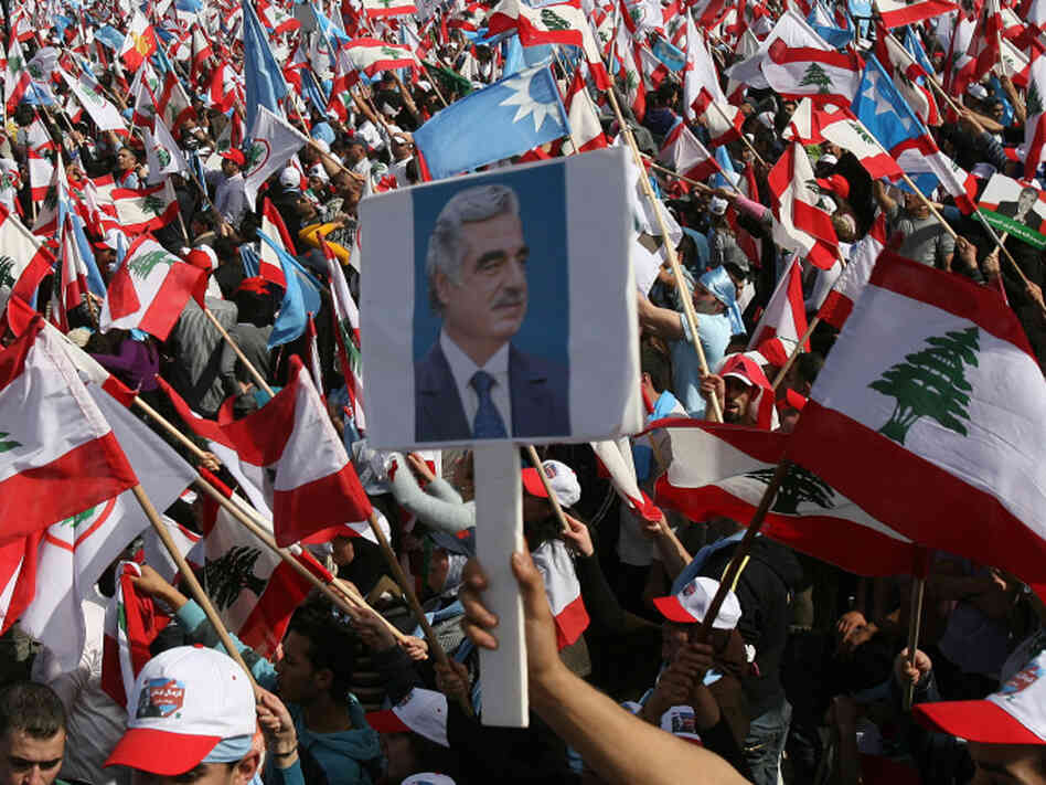 Lebanese wave their national flags Lebanese wave their national flags