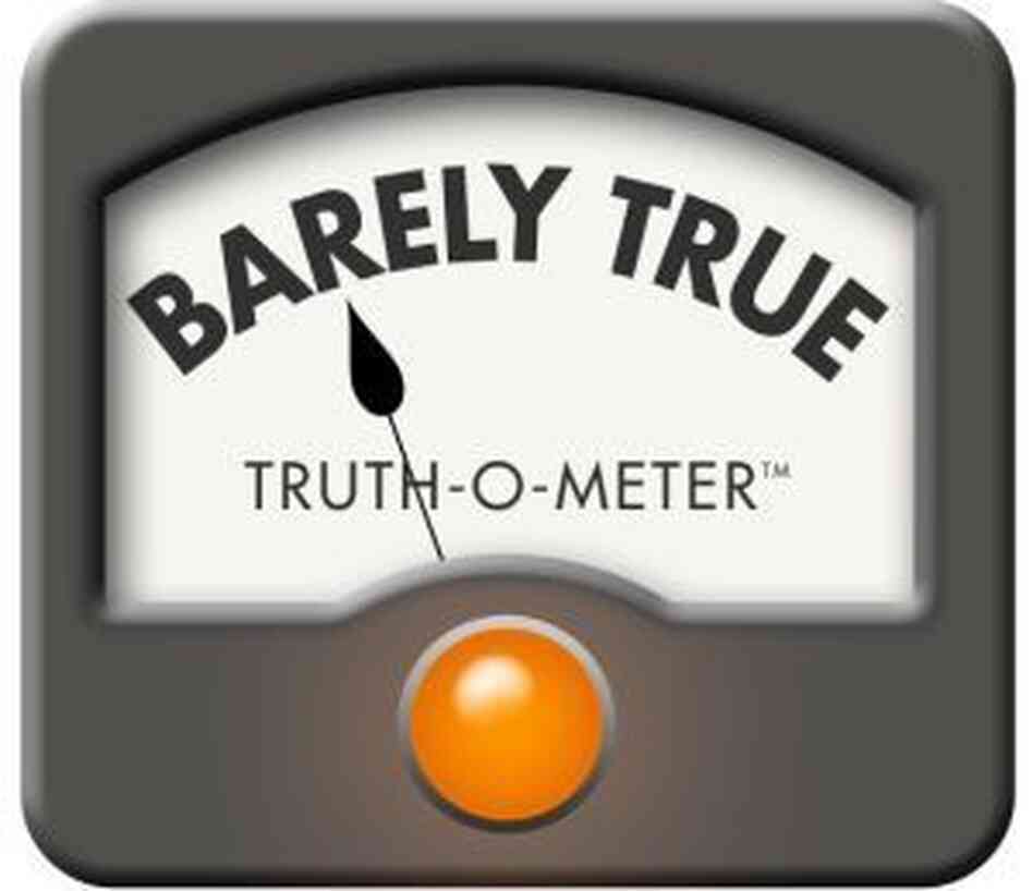 PolitiFact's "BarelyTrue" rating. PolitiFact's "BarelyTrue" rating.