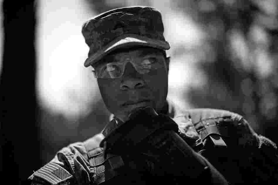 Pvt. Ryan Cooper at the U.S. Army's training facility in Fort Jackson in South Carolina.