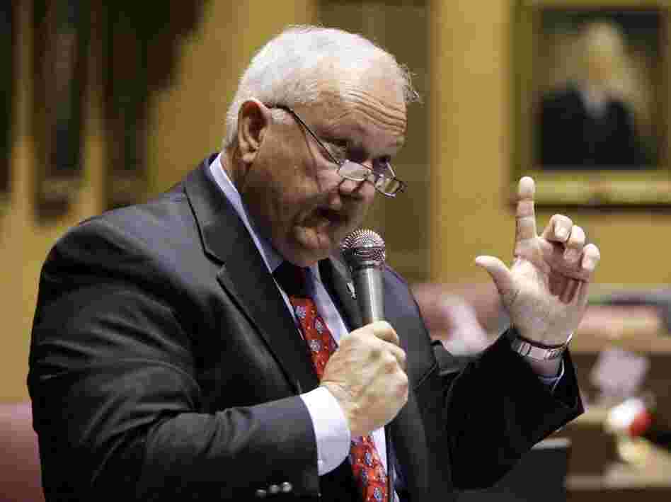 Arizona state Sen. Russell Pearce speaks during a vote on SB 1070, the immigration bill, in April. Arizona state Sen. Russell Pearce speaks during a vote on SB 1070, the immigration bill, in April.