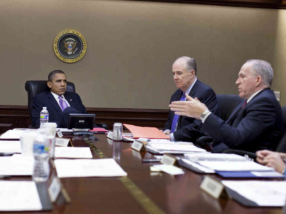 President Barack Obama meets with members of his national security team in the White House Situation Room. President Barack Obama meets with members of his national security team in the White House Situation Room.