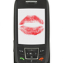 Cell phone with lipstick kiss on the screen Cell phone with lipstick kiss on the screen