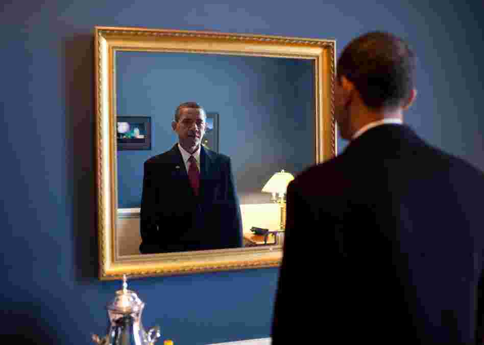 President-elect Barack Obama just prior to taking the oath of office. 