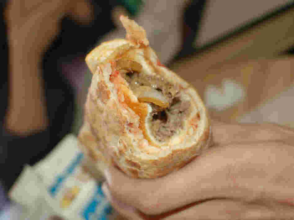A cross-section of the Philly Taco. A cross-section of the Philly Taco.