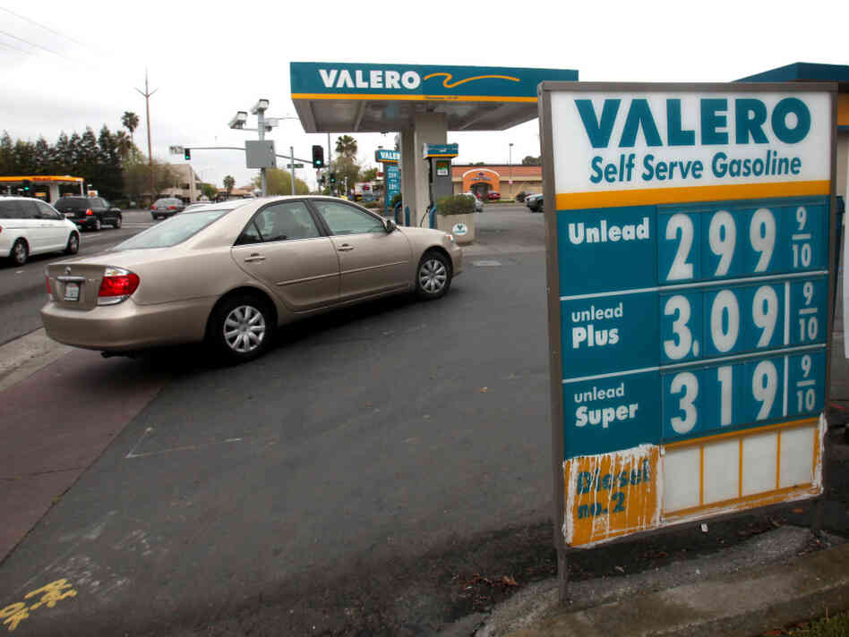 A car pulls into a Valero gas station in Sacramento, Calif. A car pulls into a Valero gas station in Sacramento, Calif.