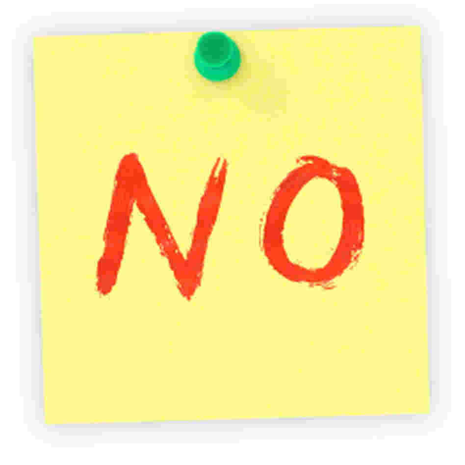 A post-it note that says "NO" A post-it note that says "NO"