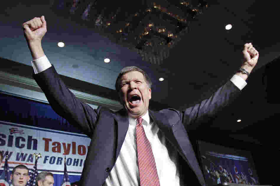Ohio Gov.-elect John Kasich celebrates a victory with the Ohio Republican Party. 