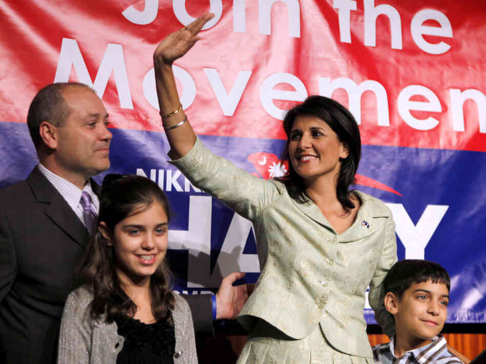 NIkki Haley, Michael Haley, Rena Haley, Nalin Haley celebrate. NIkki Haley, Michael Haley, Rena Haley, Nalin Haley celebrate.