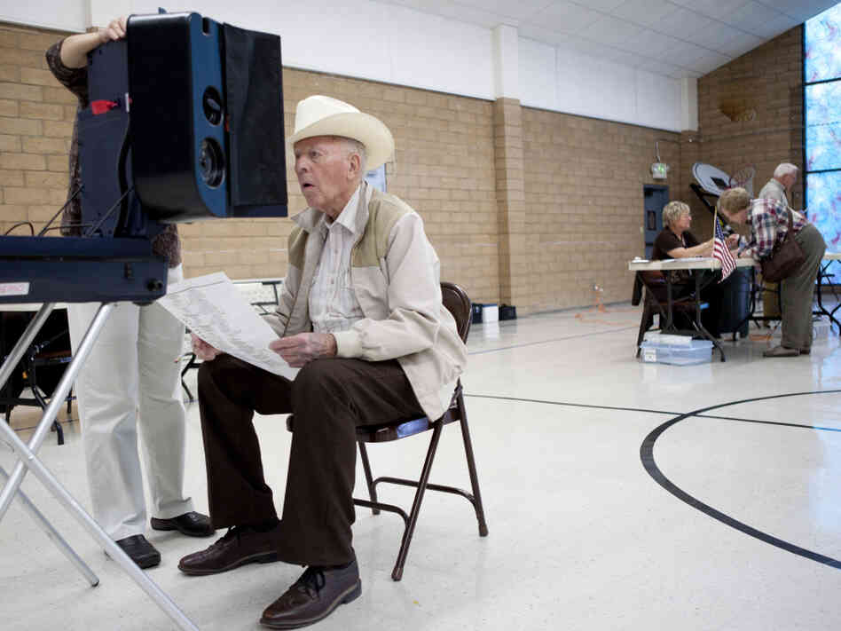 Ray Etnyre, 90, cast his vote Tuesday in Reno, NV. Ray Etnyre, 90, cast his vote Tuesday in Reno, NV.