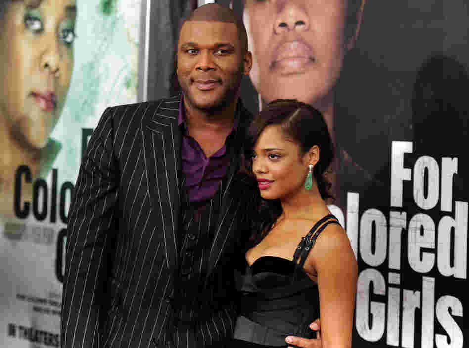 Film Director Tyler Perry (left) and actress Tessa Thompson attend premiere of 'For Colored Girls' Film Director Tyler Perry (left) and actress Tessa Thompson attend premiere of 'For Colored Girls'