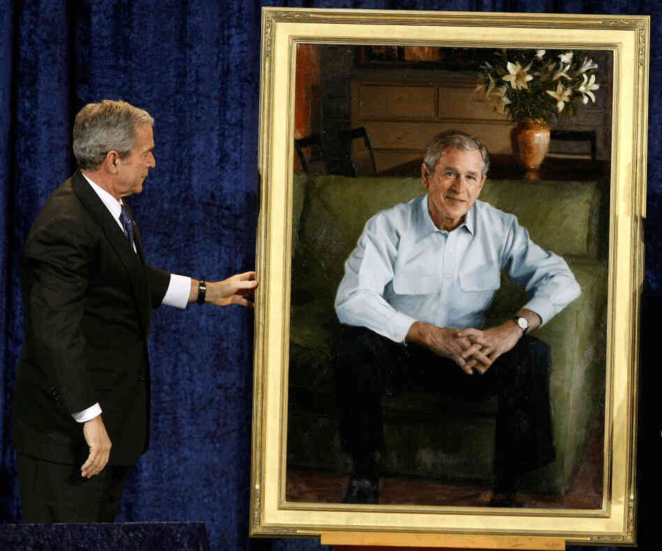 George Bush unveils his official portrait.