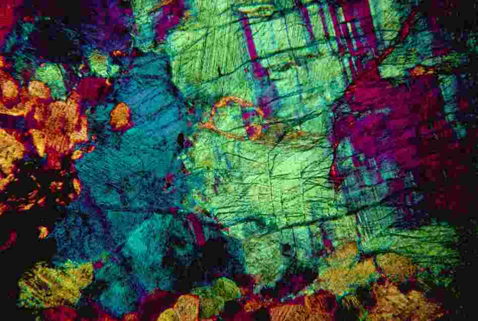 A cross-section of feldspar minerals in Manson, Iowa, dated at 66 million years old.Credit: Jonathan Blair/Corbis