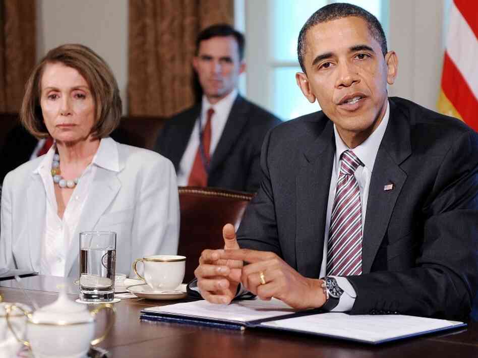 President Barack Obama and House Speaker Nancy Pelosi meet with Congressional leaders. President Barack Obama and House Speaker Nancy Pelosi meet with Congressional leaders.