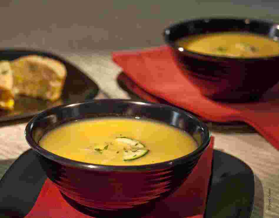Two squash soup for "Healthy Palate: Delicious and Simple Recipes to Enhance Meals with Fruits and Vegetables" by Mary Lynn Farivari 