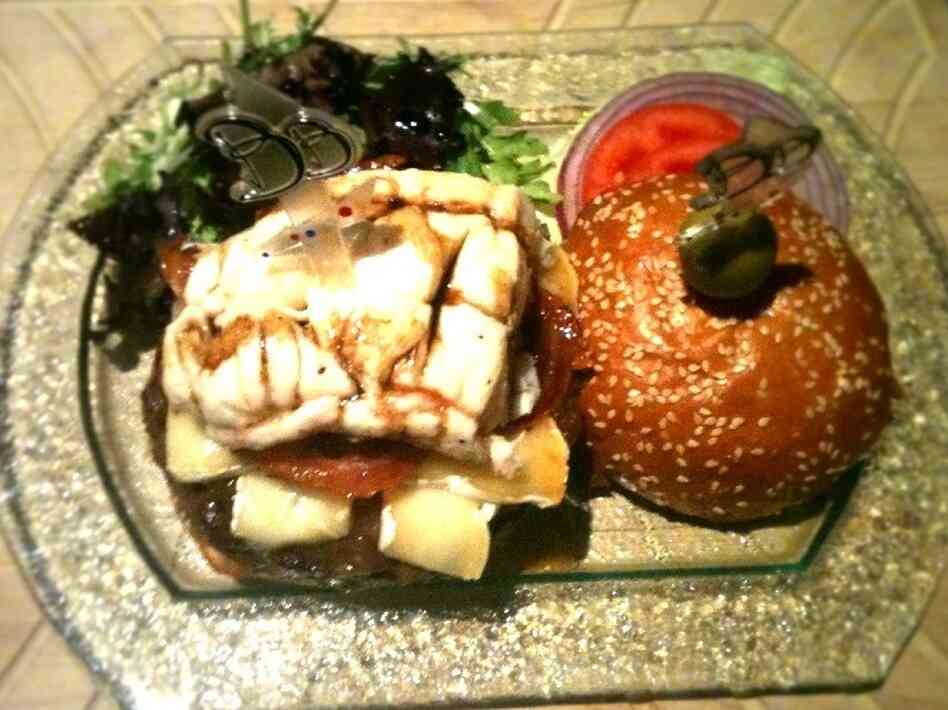 Top view of the $777 burger. Top view of the $777 burger.