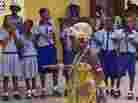 Students at King David School in Teshie, Accra, Ghana perform a dance.