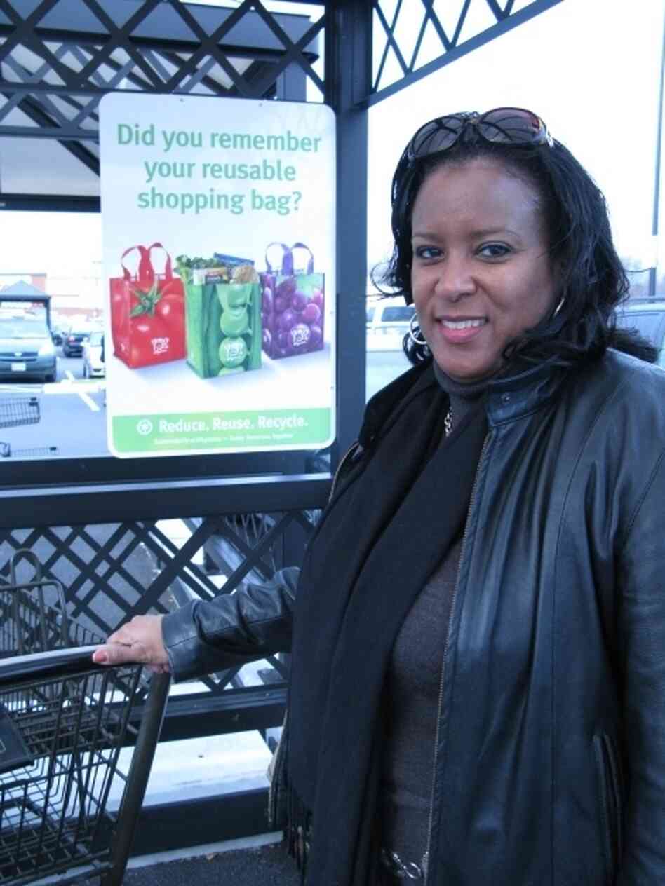 Shopper Andrea Harrison says she'll keep using reusable bags. Shopper Andrea Harrison says she'll keep using reusable bags.