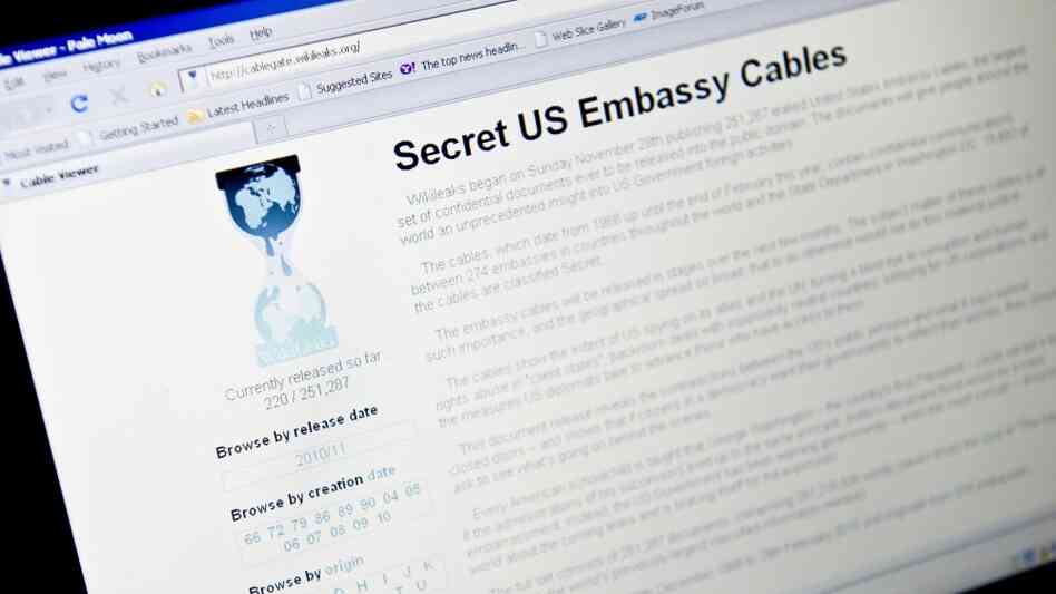 View of the WikiLeaks homepage taken on November 28, 2010. View of the WikiLeaks homepage taken on November 28, 2010.