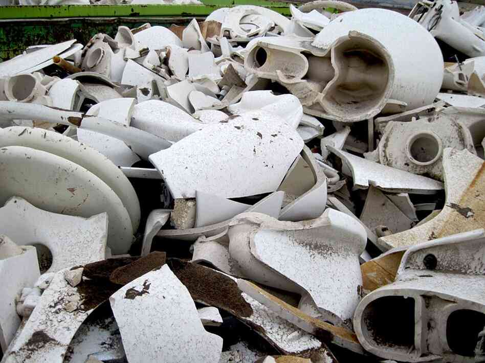 Although the cost of recycling toilets is about the same as buying new clay, Burns likes the challenge it involves.