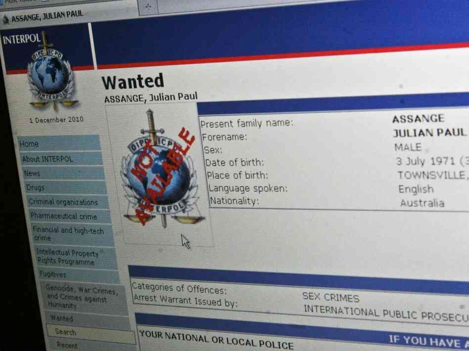 Interpol's "red notice" for Julian Assange Interpol's "red notice" for Julian Assange
