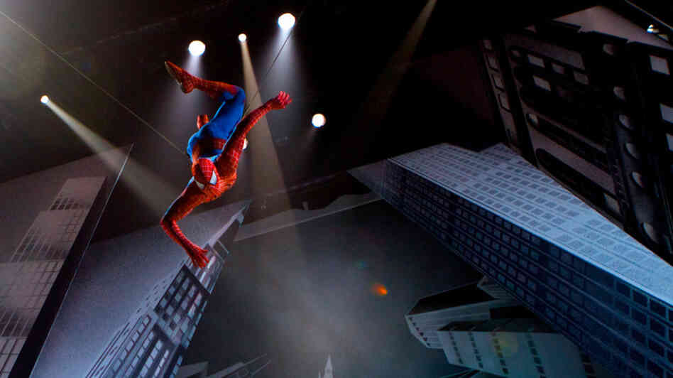 Spider-Man hangs over Manhattan Spider-Man hangs over Manhattan