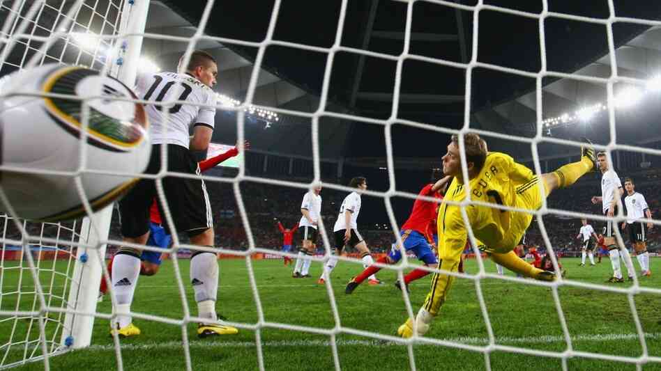 July 7: Spain scores in its victory over Germany. July 7: Spain scores in its victory over Germany.